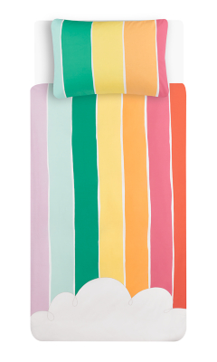 Rainbow Easy Care Reversible Duvet Set Single Home at ASDA