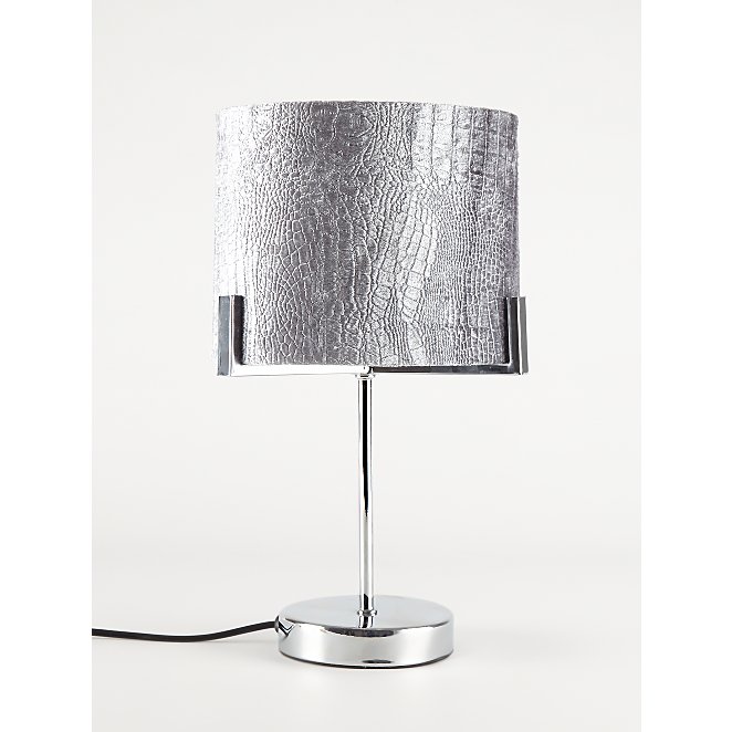 Silver Faux Alligator Skin Velvet Table, Silver Grey Table Lamp Shades