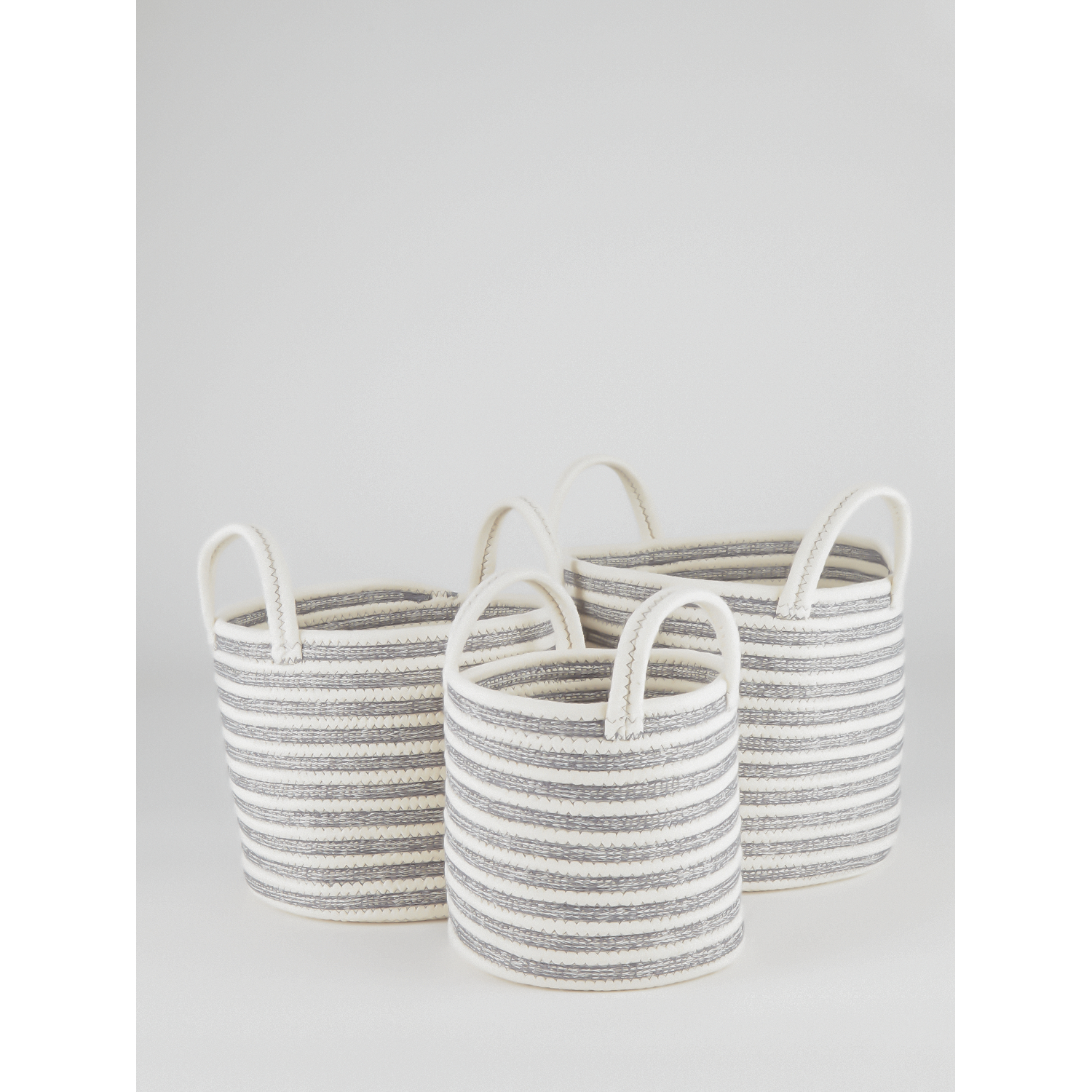 George Grey Striped Rope Woven Storage Baskets 3 Pack