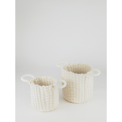 George White Chunky Knit Rope Woven Storage Baskets Pack Size 2