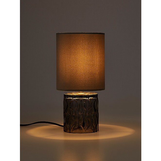 Grey Velvet Wavy Glass Table Lamp, Asda Brown Glass Table Lamp