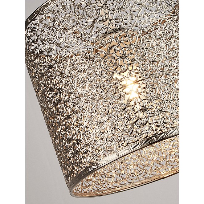 Silver Moroccan Filigree Drum Shade, Metal Filigree Lamp Shade