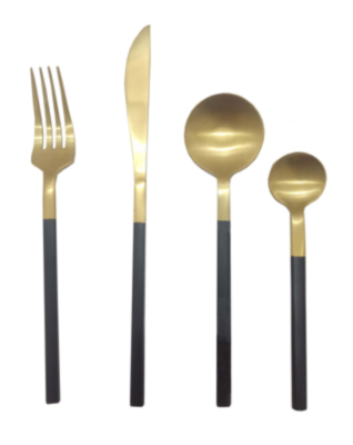 Brushed Gold Effect Black Handle Cutlery Set 16 Piece Home George At Asda