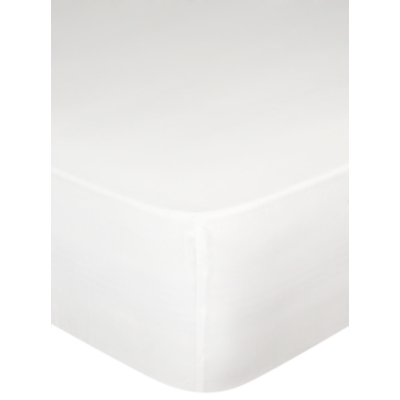George Home White Percale 100% Cotton Fitted Sheet - King