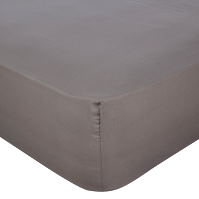 George Home Grey Percale 100% Cotton Fitted Sheet - Single