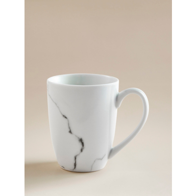 George White Marble Effect Mug 4 Pack - White & Grey