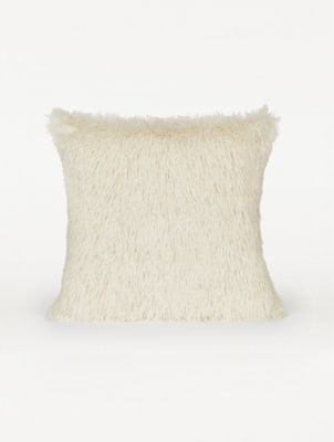 white shaggy cushions