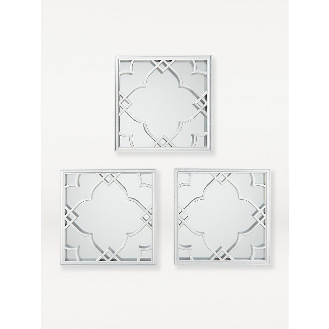 Silver Moroccan Tile Mirrors 3 Pack, Square Mirror Wall Art The Range