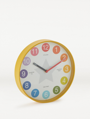Multi Kids Tell The Time Wall Clock Home George At Asda