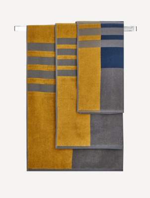 Grey And Yellow Panel Cotton Towel Range