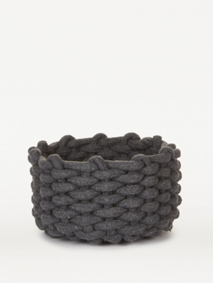 Grey Cotton Rope Storage Basket Home at ASDA