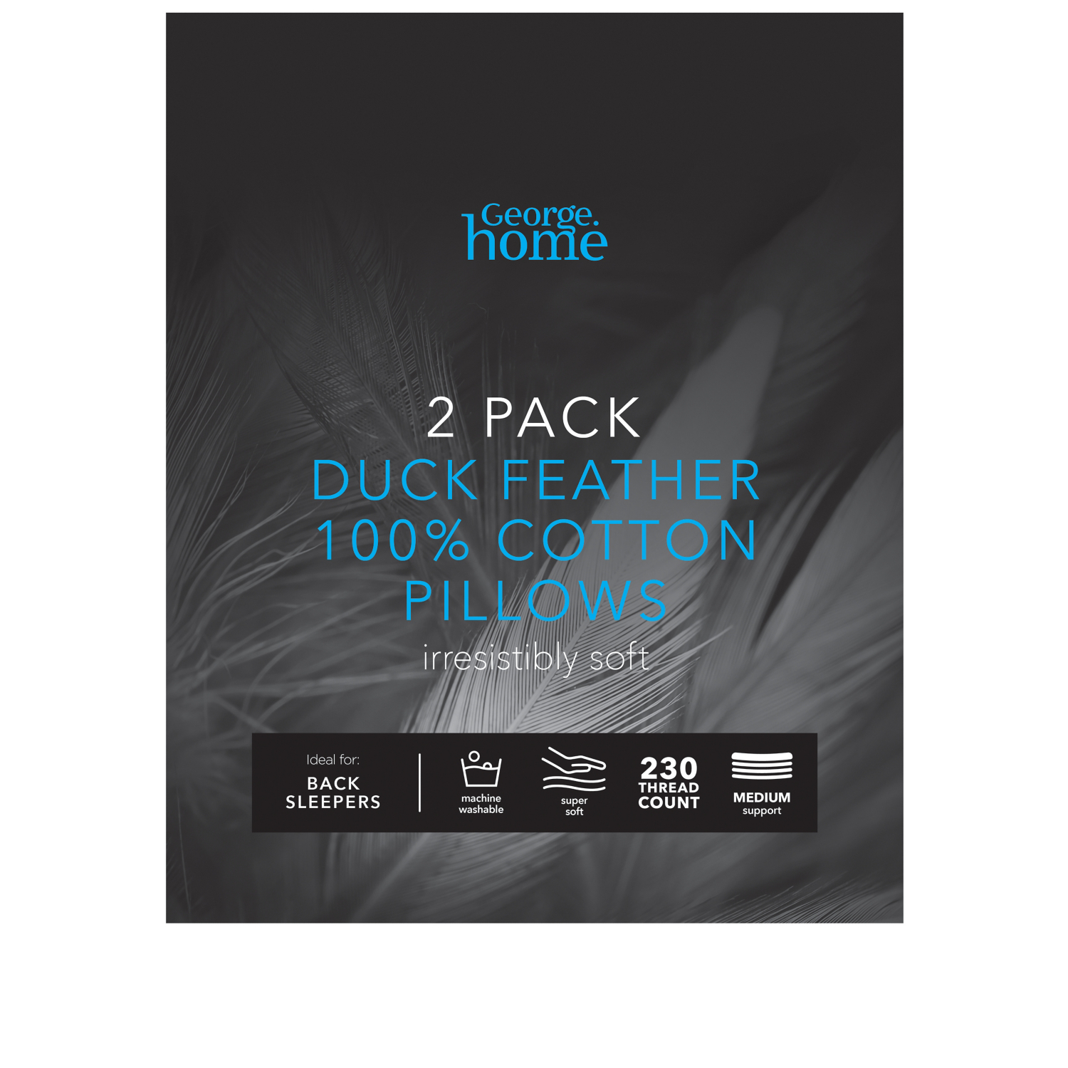 George Luxury Duck Feather Pillow 2-Pack