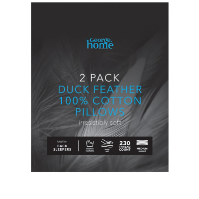 George Luxury Duck Feather Pillow 2-Pack