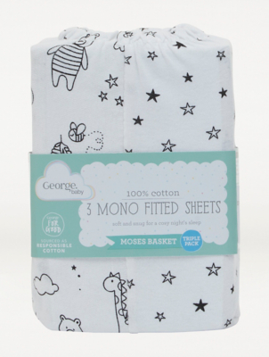 moses basket fitted sheets asda