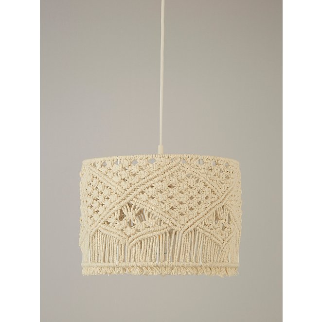 Cream Macrame Drum Shade Home, What Is A Drum Style Lamp Shade