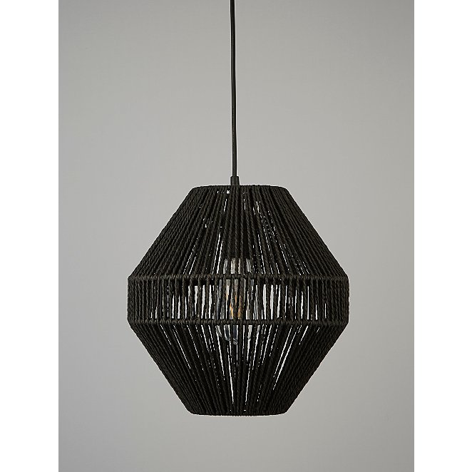 Black Rattan Shade Home George At Asda - Black Rattan Ceiling Lamp