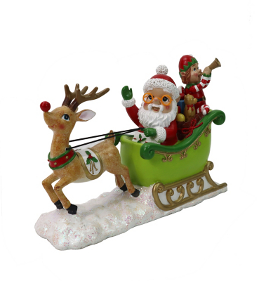 Christmas Santa On Sleigh Gnome Outdoor Garden George At Asda