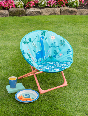 Blue Kids Dino Moon Chair Outdoor & Garden at ASDA
