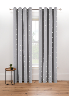 Embroidered Tufted Spot Print Eyelet Curtains Home at ASDA