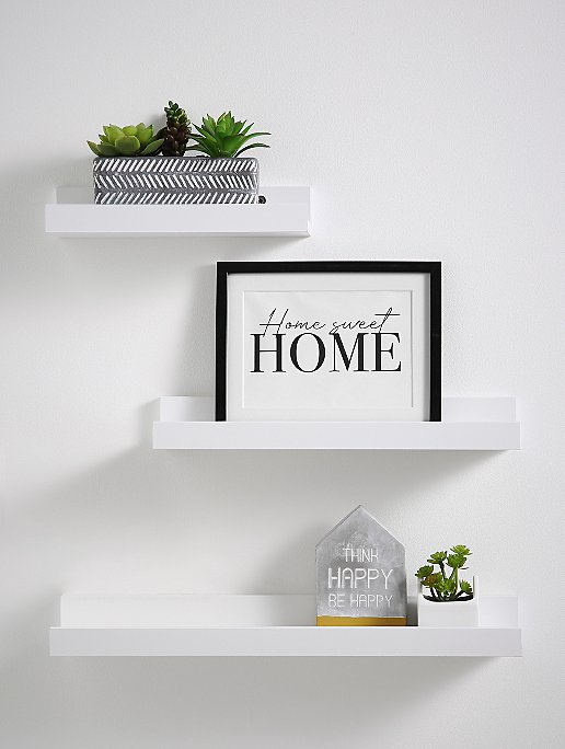 White Floating Picture Shelf - Set of 3