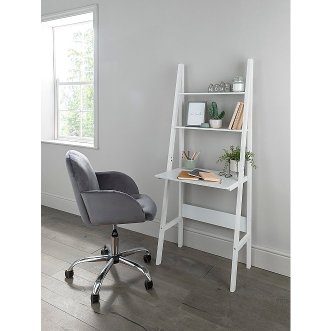 White Ladder Desk Home George At Asda, Ladder Bookcase With Drop Down Desktop