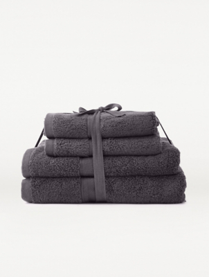 Dark Grey Super Soft Cotton Towel Bale 4Pack Home at ASDA
