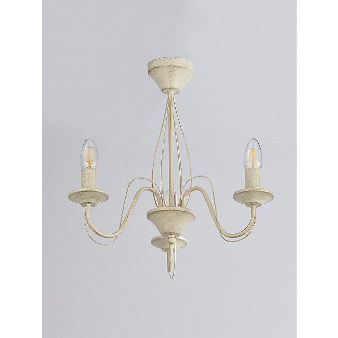 Cream 3 Shabby Chic Light Chandelier Home George At Asda - Cream Ceiling Chandeliers