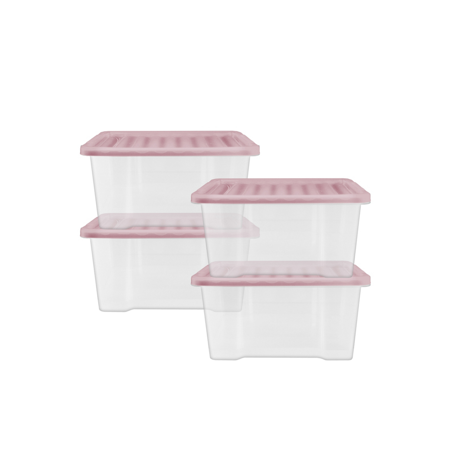 George Pink 20L Plastic Storage Boxes - Pack Of 4
