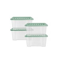 20L Green Plastic Storage Boxes - Pack of 4 | Home | George at ASDA