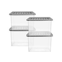 27L Grey Plastic Storage Boxes - Pack of 4 | Home | George at ASDA