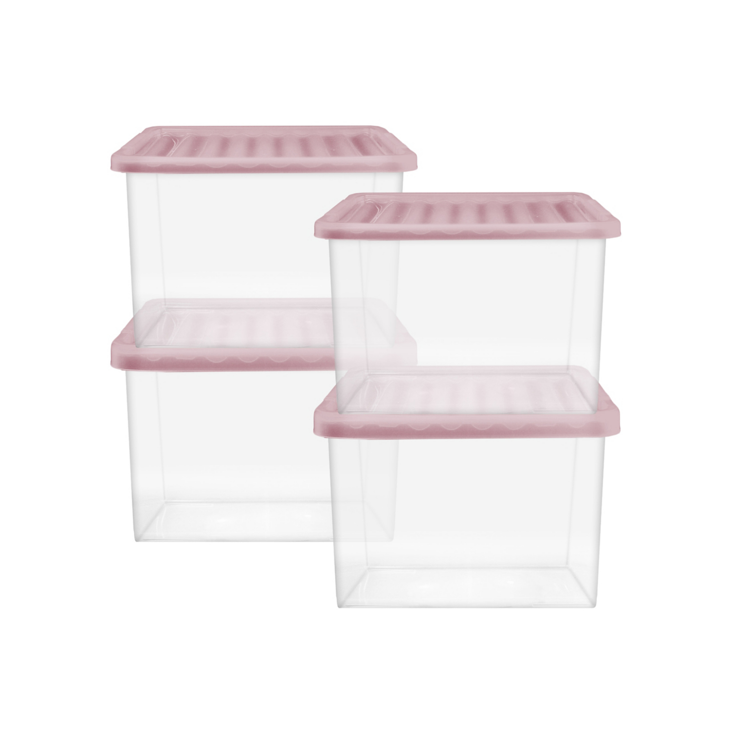 George Pink 27L Plastic Storage Boxes - Pack Of 4