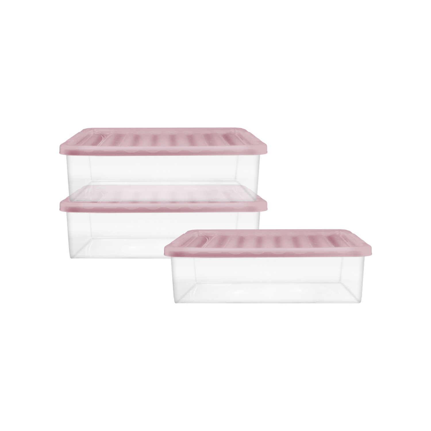 George Pink Plastic Storage Boxes - Pack Of 3
