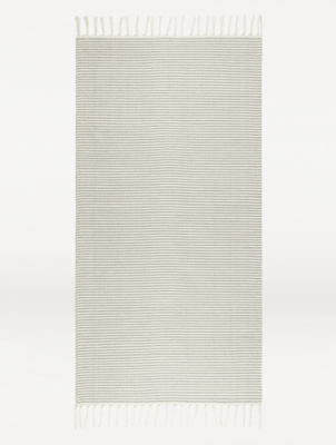 Grey Stripe Cotton Rug Home at ASDA