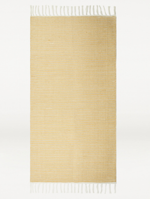Yellow Stripe Cotton Rug Home at ASDA