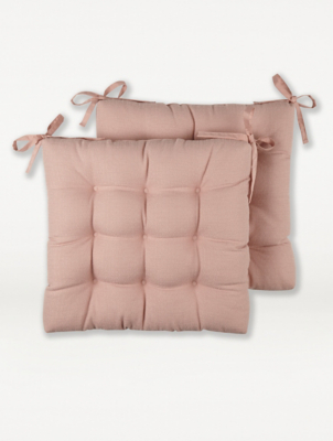 Pink Seat Cushion Pad Set of 2 Home at ASDA
