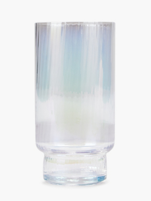 Iridescent Ribbed Hiball Glass Set of 4 Home at ASDA