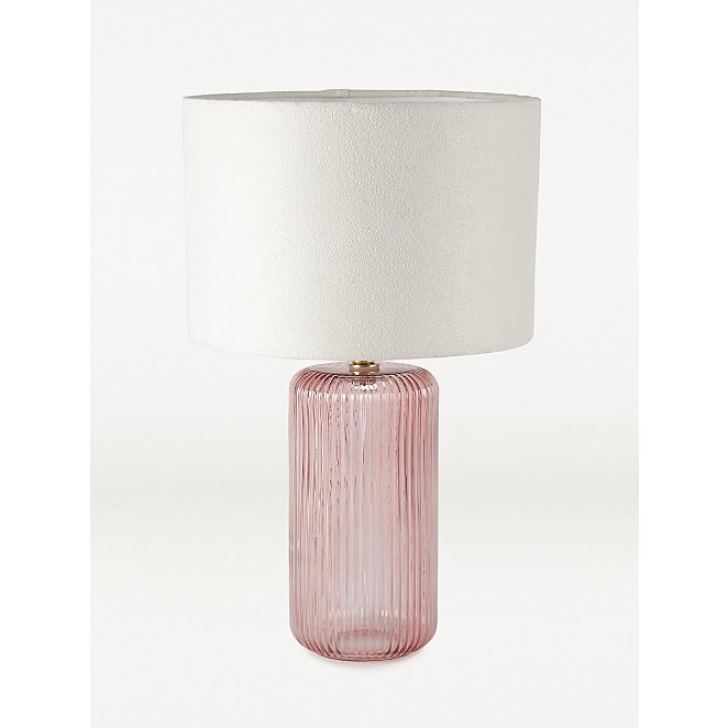 Pink Ribbed Glass Table Lamp Home, Pink Glass Table Lamp Shade