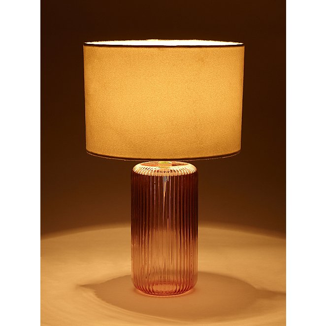 Pink Ribbed Glass Table Lamp Home, Asda Brown Glass Table Lamp