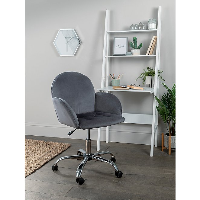 Grey Faux Velvet Office Chair | Home | George at ASDA