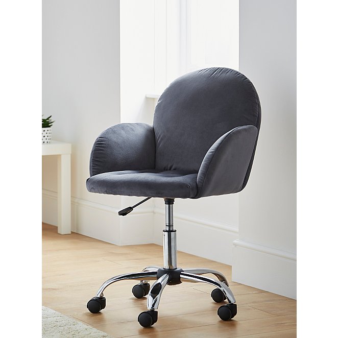 Grey Faux Velvet Office Chair | Home | George at ASDA