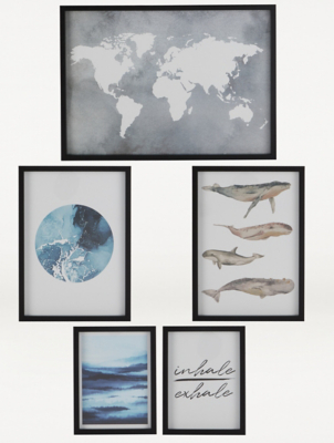 World Gallery Wall Art Set of 5 Home at ASDA