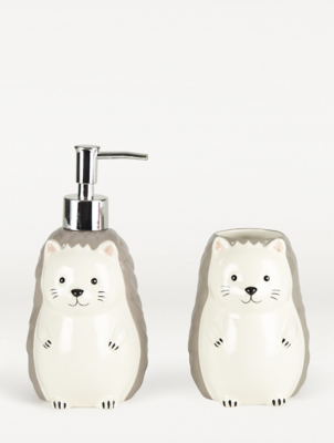 Grey Hedgehog Dispenser and Tumbler Set Home at ASDA