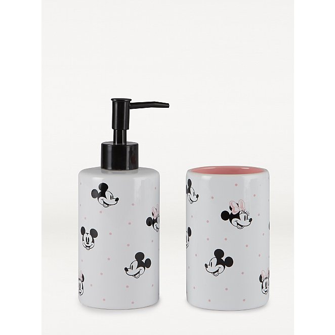 White Mickey And Minnie Dispenser, Mickey Mouse Bathroom Accessories