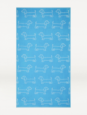 Blue Sausage Dog Beach Towel Home at ASDA