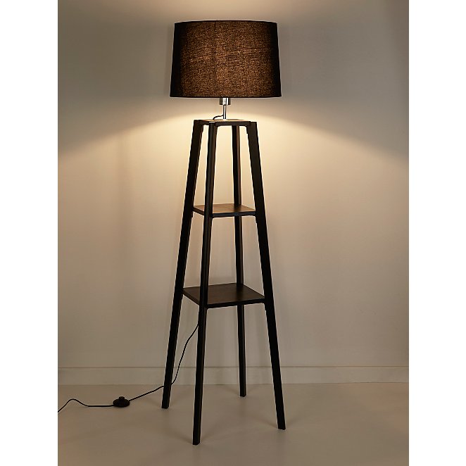Black Shelf Floor Lamp Home George, Black Tripod Floor Lamp With Shelves