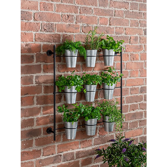 Black Hanging Wall Planter Outdoor, Indoor Herb Garden Kit Wall Hanging