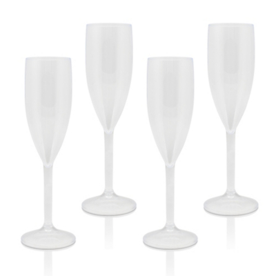 George Unisex Clear Outdoor Plastic Champagne Flute - Set Of Size 4