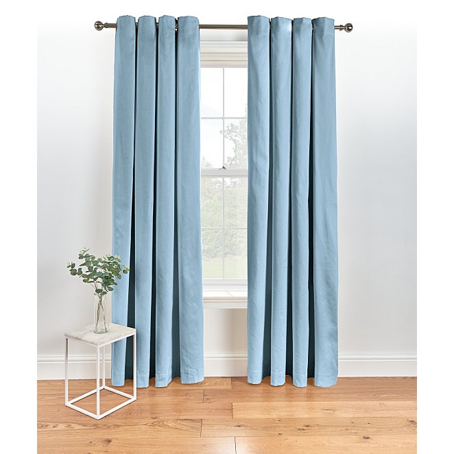 Lined Eyelet Curtains Blue Home, Blue And White Eyelet Curtains Uk