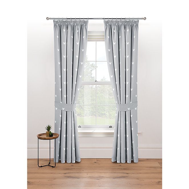 Grey Disney Mickey Mouse Blackout, Mickey And Minnie Mouse Bedroom Curtains