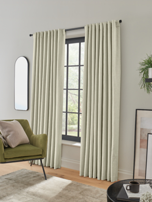 Natural Herringbone Blackout Curtains Home at ASDA